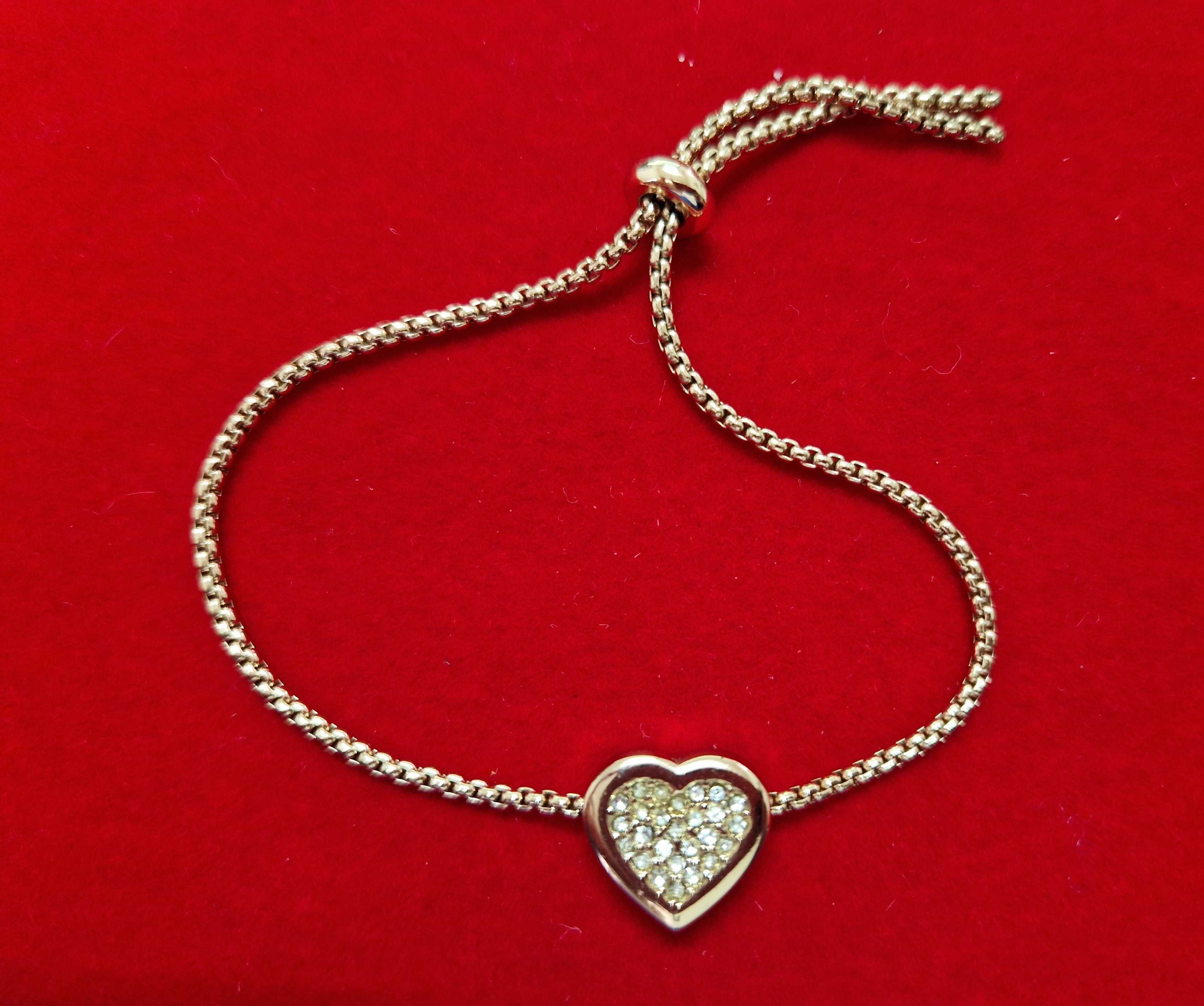GB12,bratara placata aur 14k,reglabila,inima zirconii albe,ideal cadou