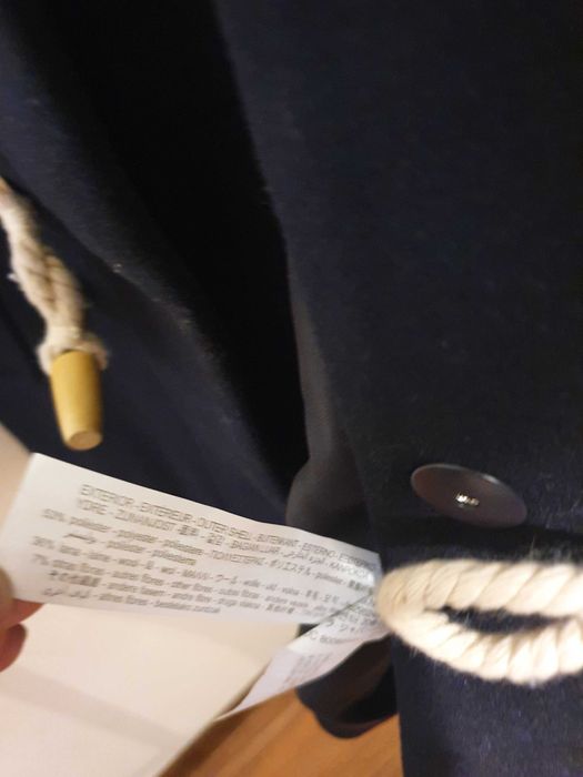 Palton dama ZARA din lana cu gluga si brandenburguri mar XS - NOU