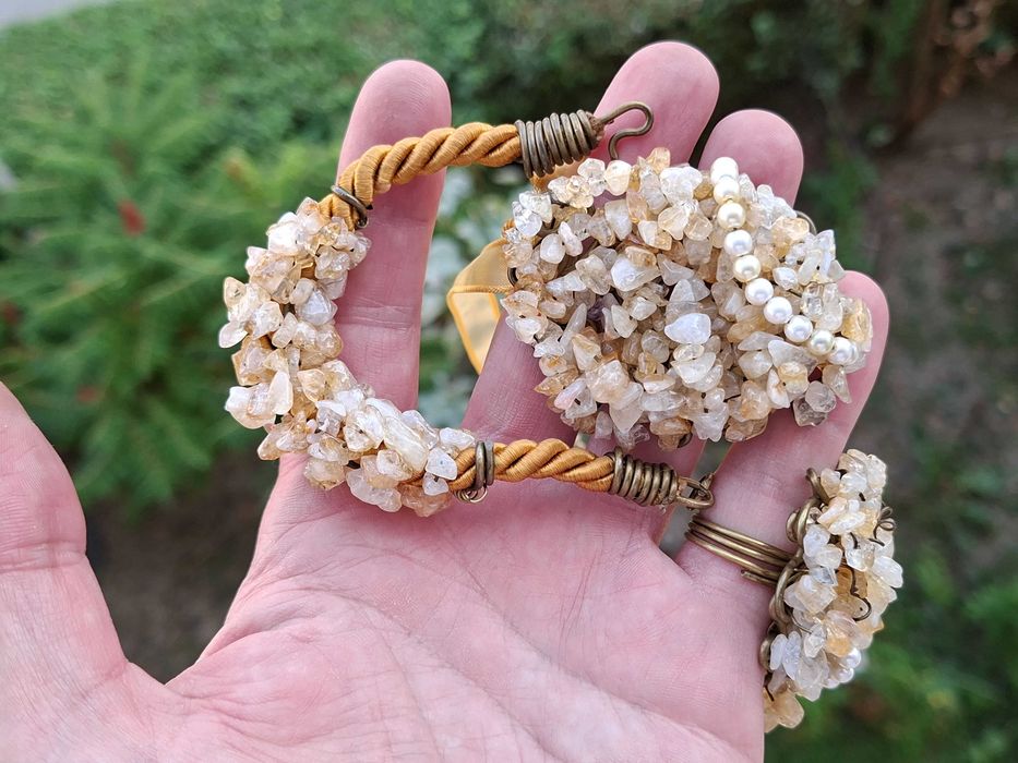 inel  bratara lant perle  pietre citrine naturale
