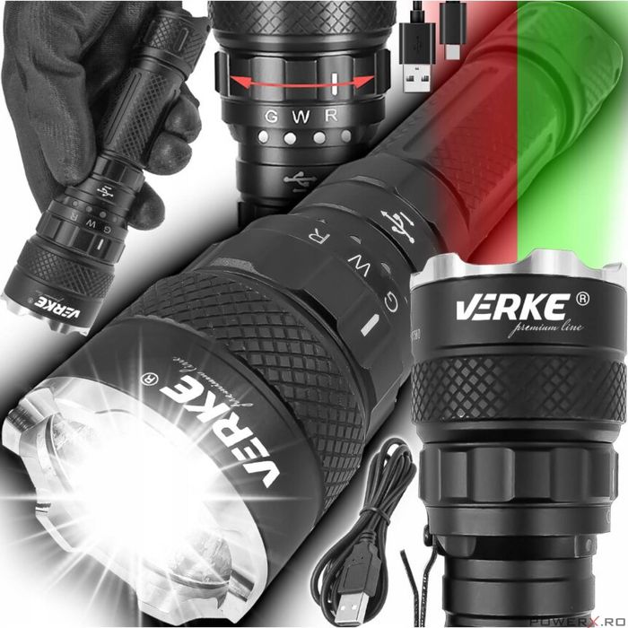 Lanterna din aluminiu, pentru iluminat, 1500 Lm 2000 Mah, Verke