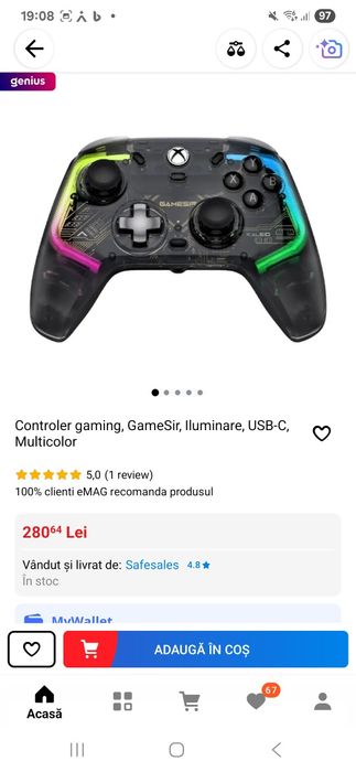 Controler Gaming gamesir iluminare USB-C multicolor