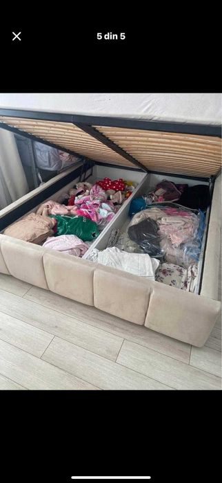 Pat matrimonial tapitat 160x200, calitate, saltea inclusa.