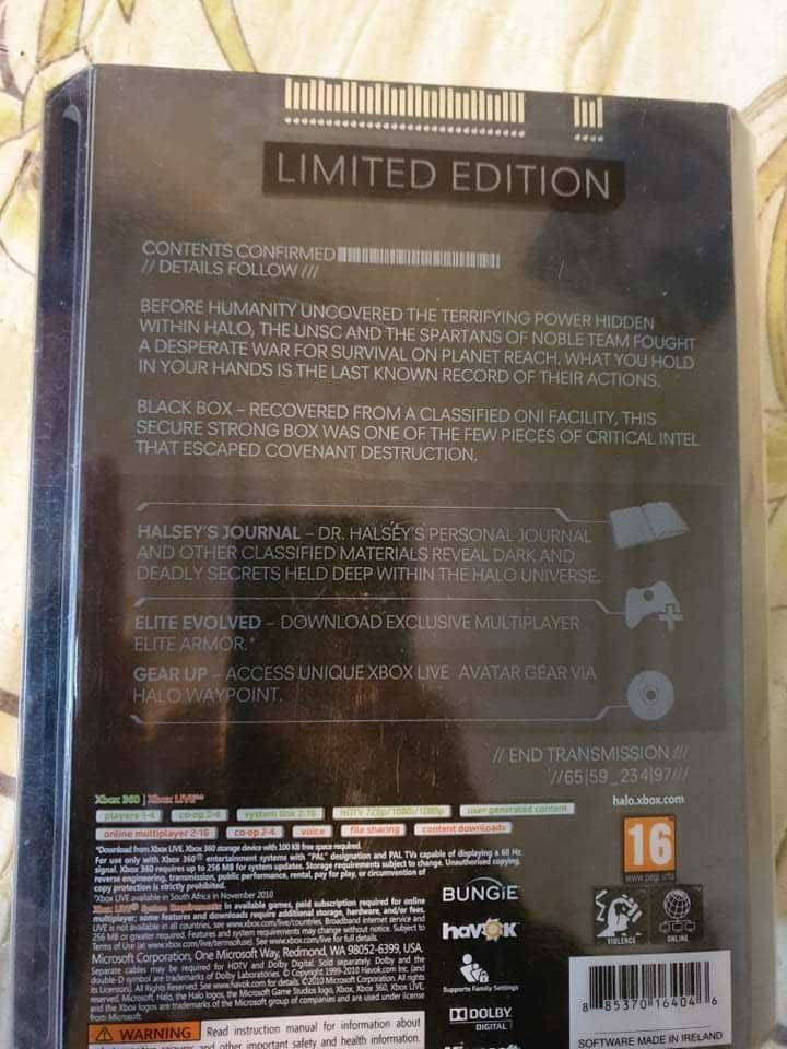 Halo Reach xbox360 colectors edition