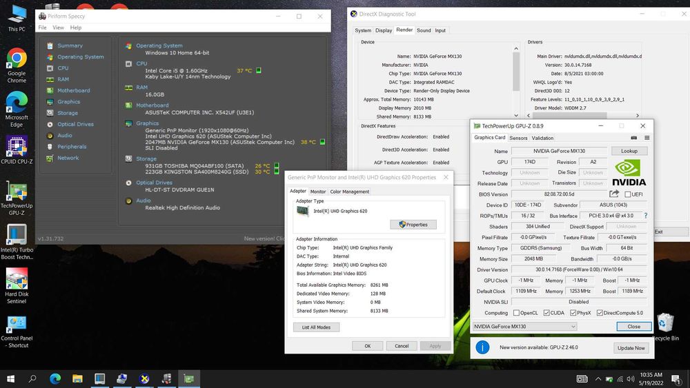 ASUS i5 Gen8 16Gb DDR4 2video 2GB GDDR5 FULL HD Ssd/Hard Laptop X542