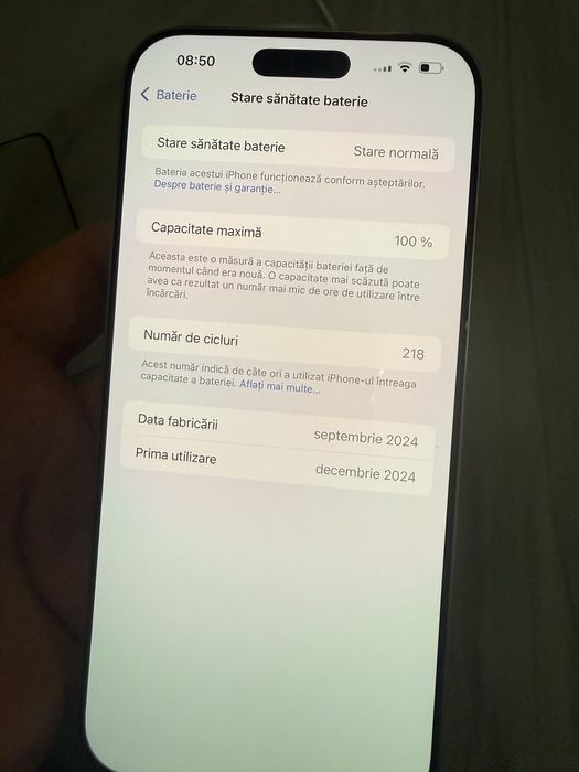 iPhone 16 Pro Max Natural Titanium 256GB impecabil baterie 100%