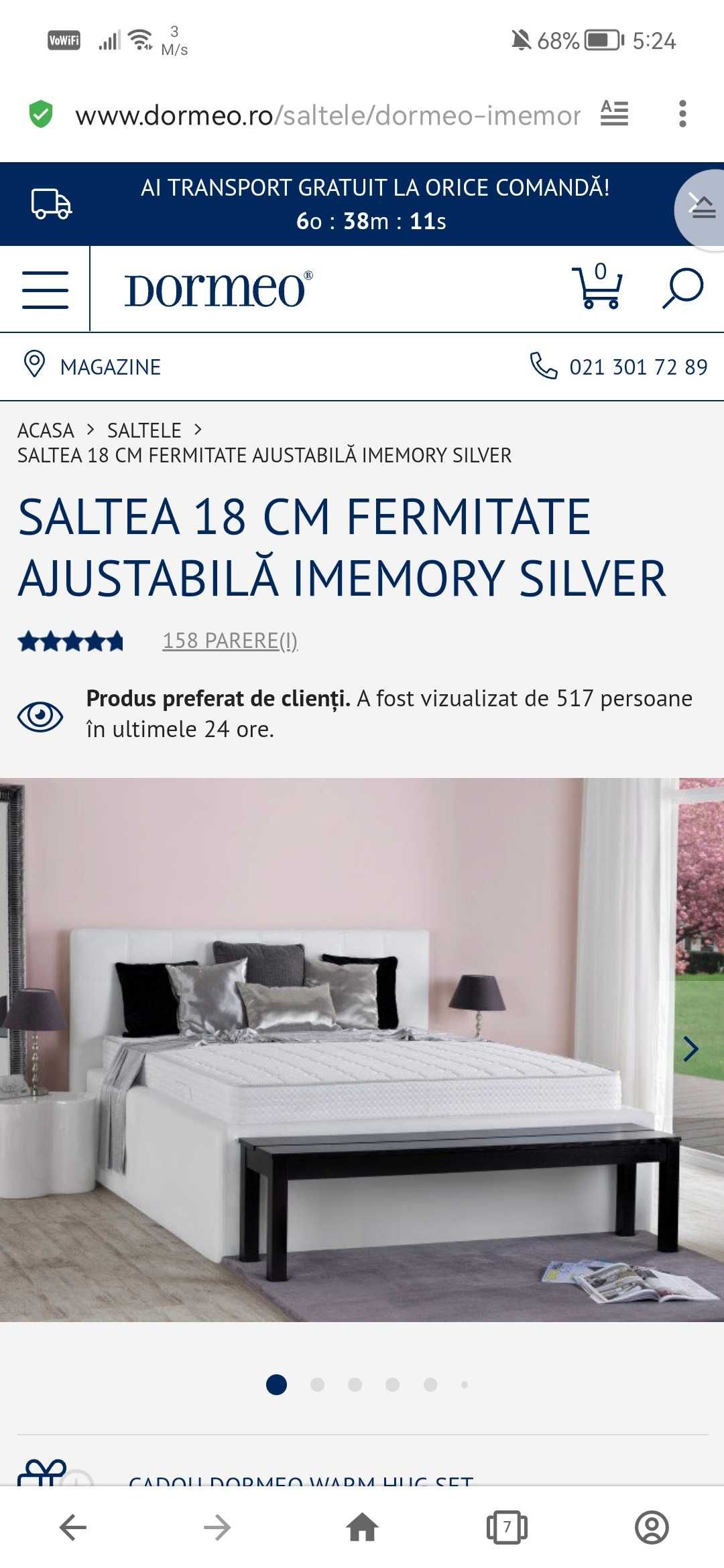 Saltea Dormeo iMemory Silver 90x190cm