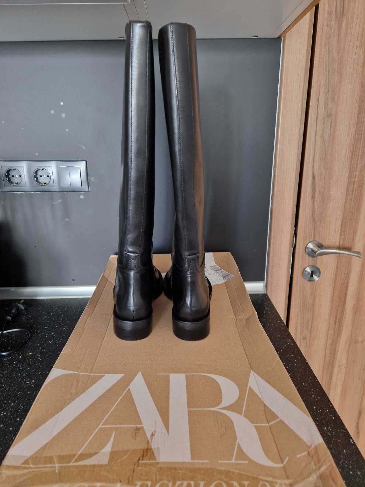 Ботуши естествена кожа , телешки бокс -   ZARA -   размер 38