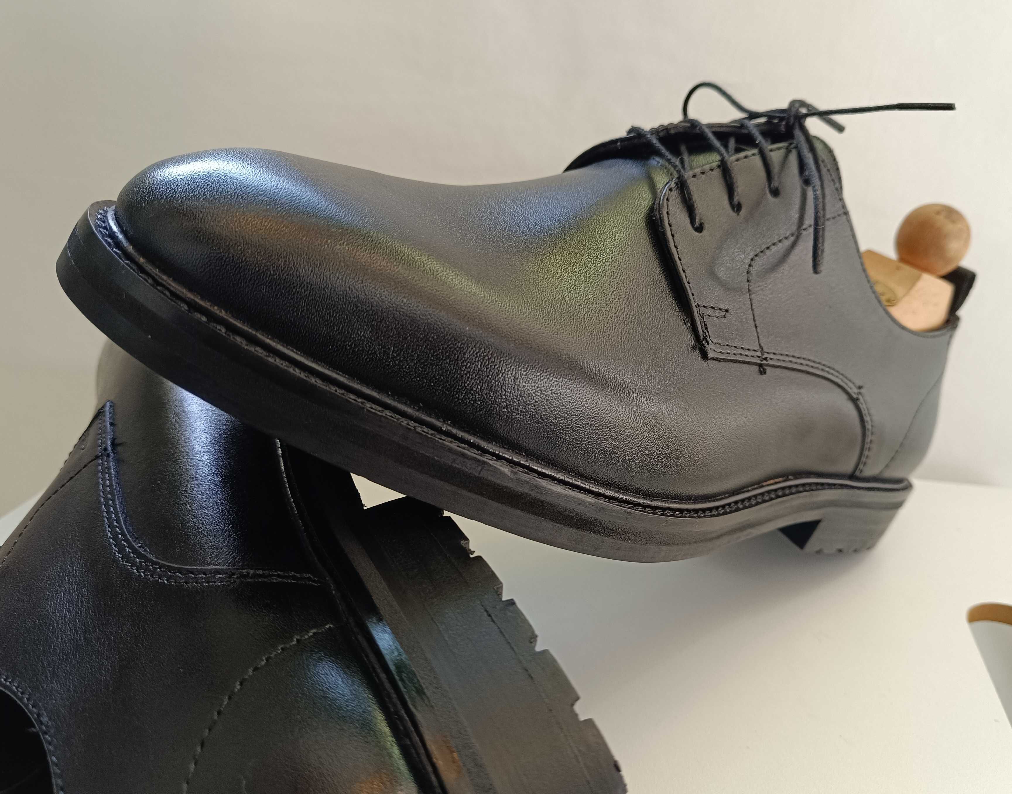 Pantofi derby 44 plain toe premium ZIGN London piele naturala