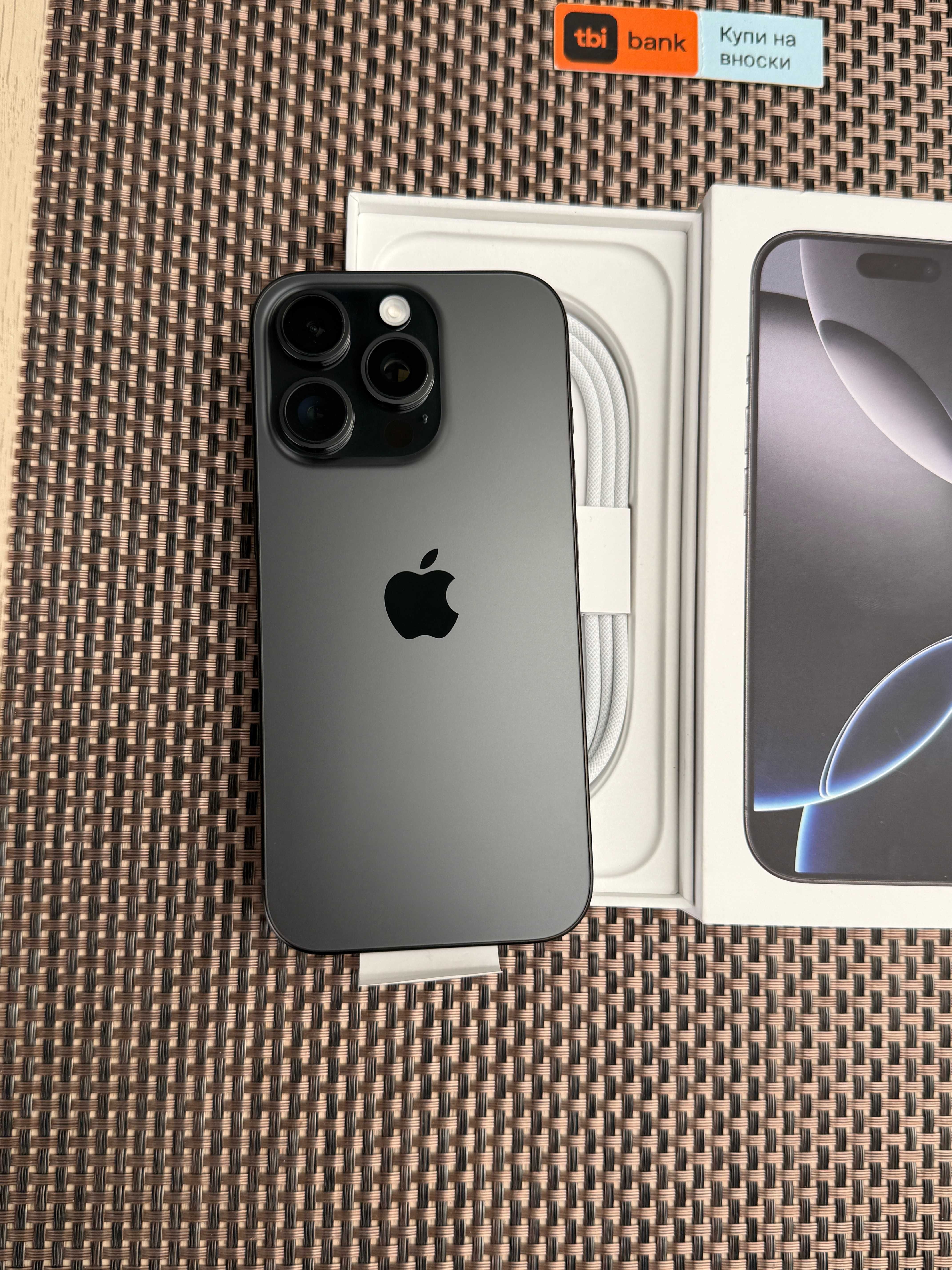 НОВ! 256GB! iPhone 16 Pro Лизинг от 78лв/м black Titanium черен гаранц