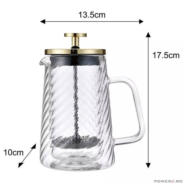 Infuzor cafea, ceai, aparat cu piston, sticla, 0,35 L, Klausberg