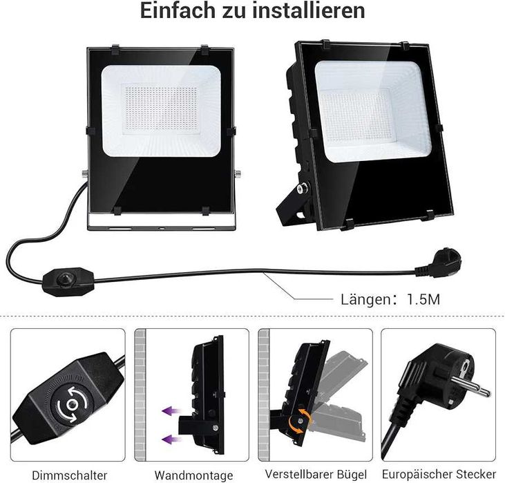 Set 2 Proiectoare UV 300W rezistente la apa IP66