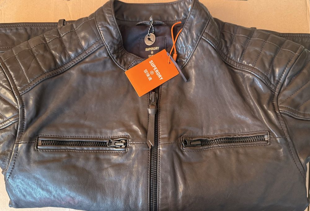 Superdry Leather Jacket ОРИГИНАЛНО мъжко кожено яке - M