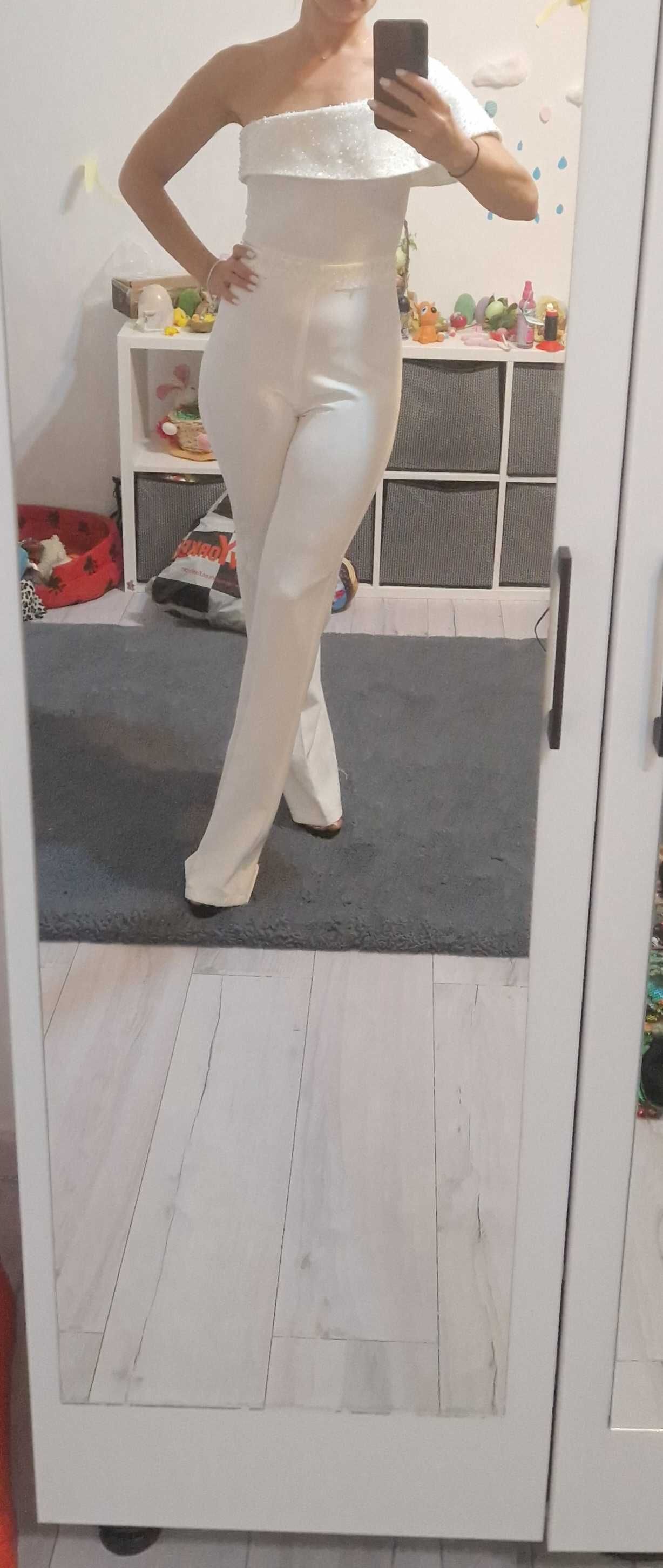 Salopeta alba cu paiete, BBY, XS