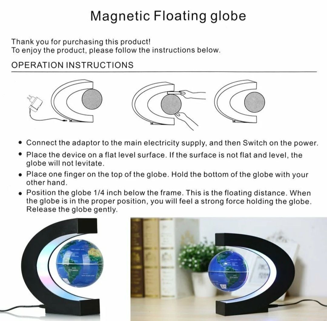 Glob pamantesc magnetic plutitor cu iluminare led