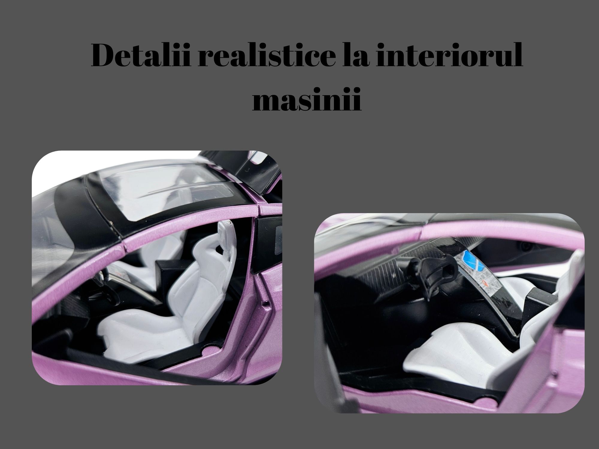 Masina metalica Tesla Roadster, Sunete si lumini, usi mobile 20cm,Lila