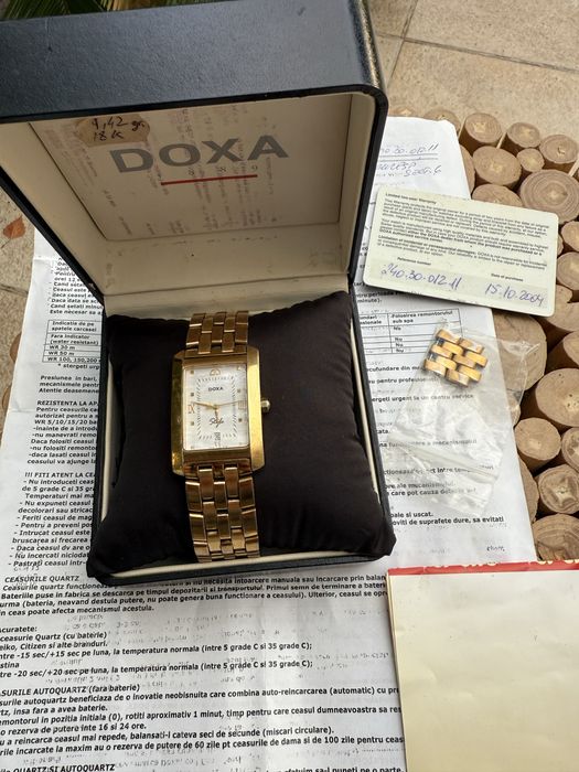 Ceas Doxa Style Quartz - Full Set, Cutie și Acte placat aur