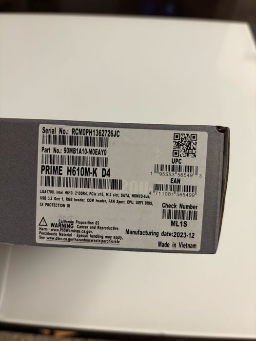 Asus prime H610M K D4 sigilata