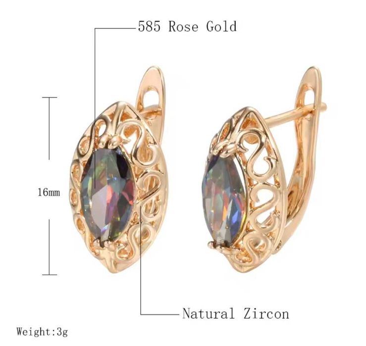 GP7, cercei placati aur 14k, noi/marcati, zirconiu cameleonic, superbi