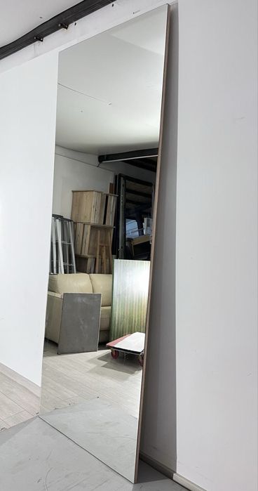 3 Buc. Oglindă Mare, 90X250 cm, Cu Ramă Stejar Și Iluminare LED