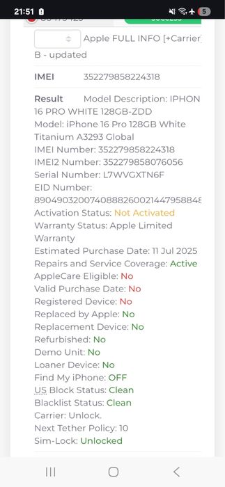 Iphone 16 PRO alb 128gb NOU(neactivat)