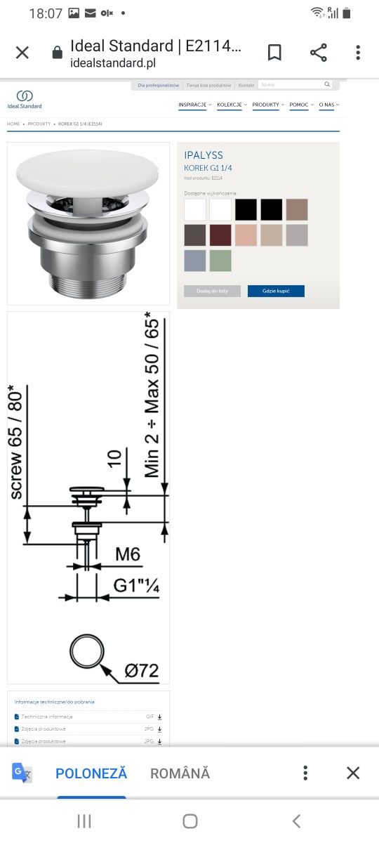 Ventil universal evacuare Ideal Standard