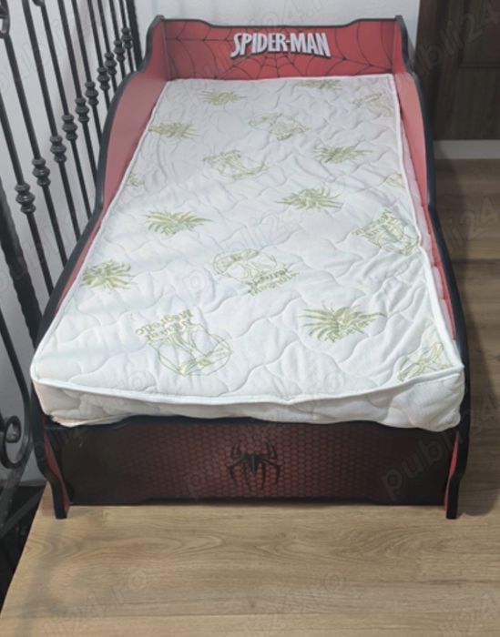Pat copii Spiderman cu saltea/lenjerie