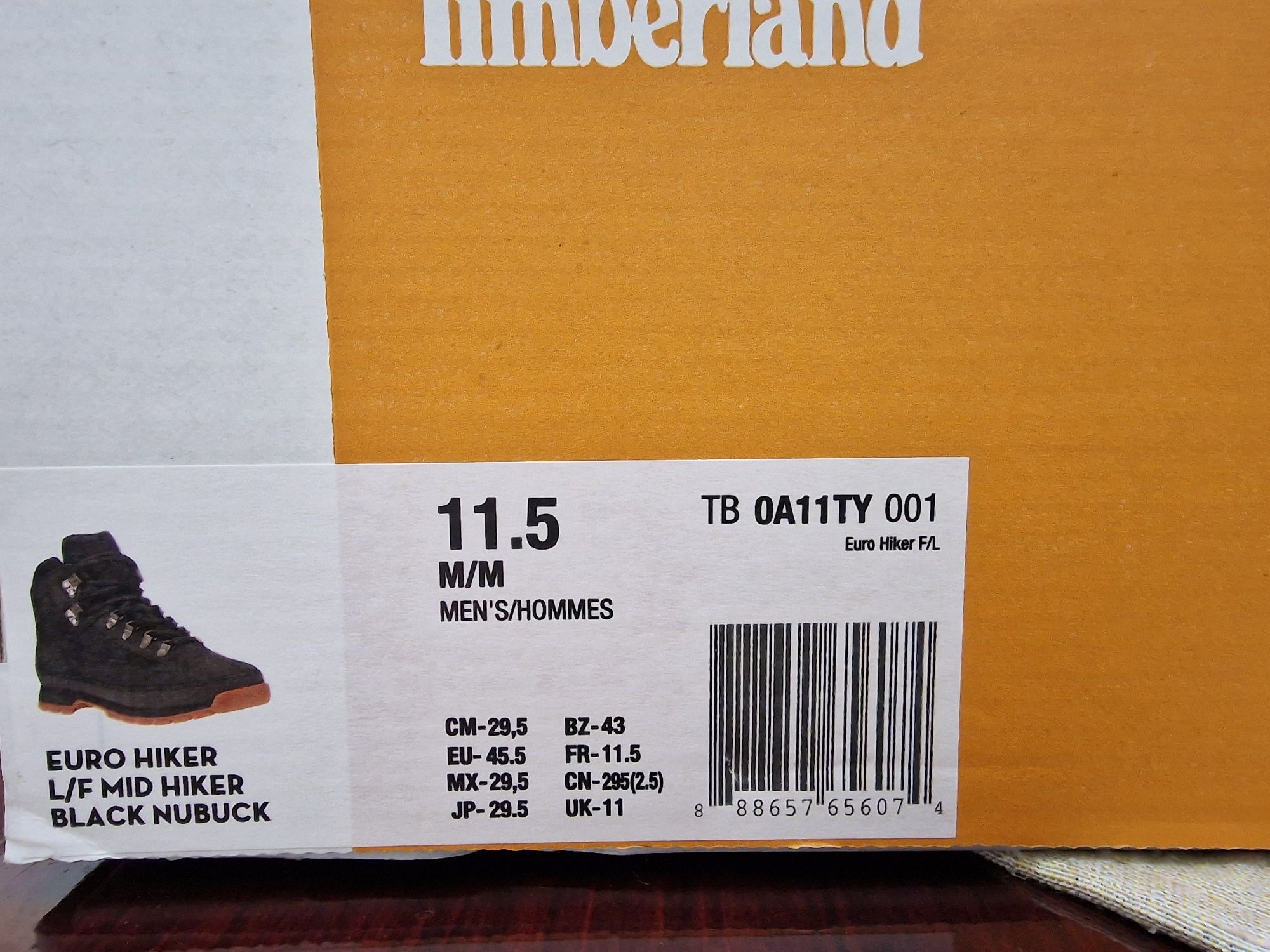 Timberland Euro hiker mid hiker black nubuck.EU45,5