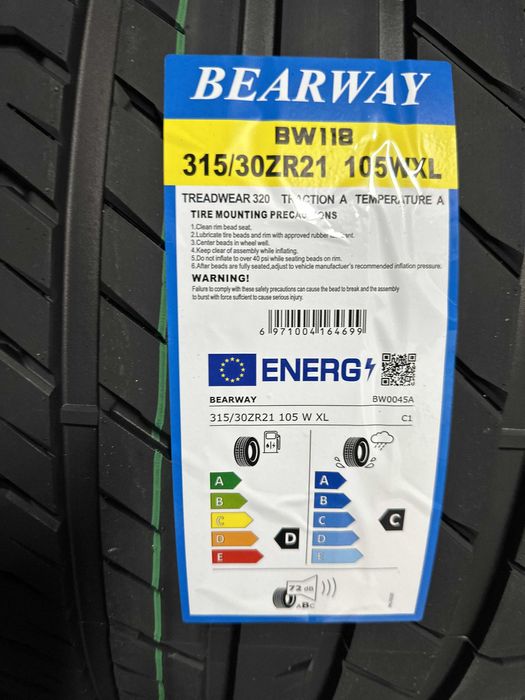 Нови Летни Гуми BEARWAY BW118 315/30R21 105W XL Нов DOT
