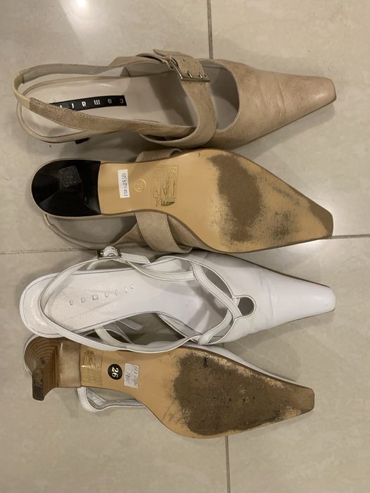 Vand sandale alb, bej, rosu, vintage, nr 39, piele naturala