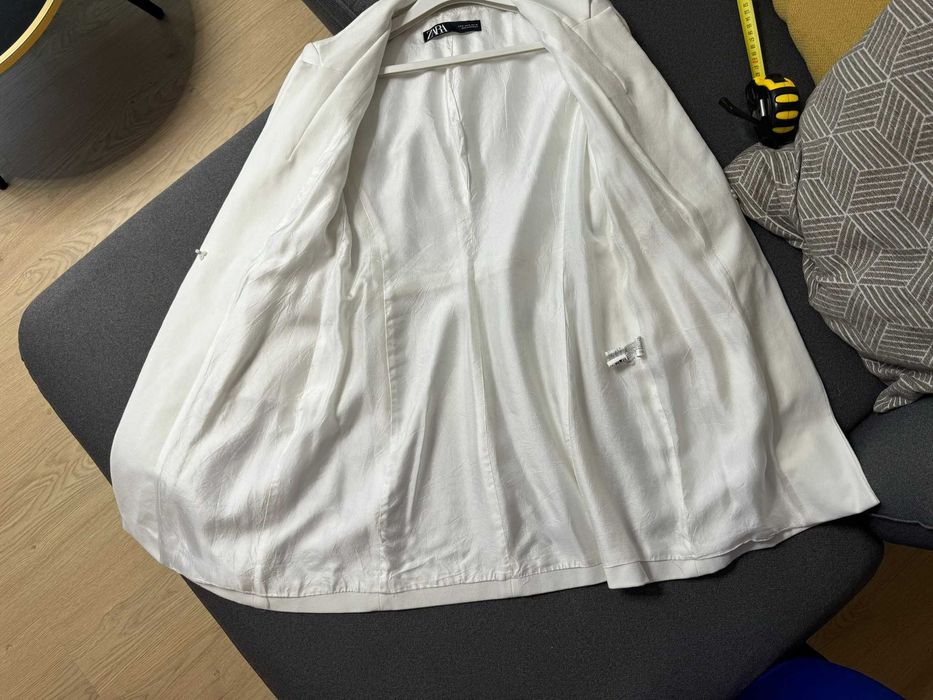 Sacou lung Zara M - femei - alb ivory NOU