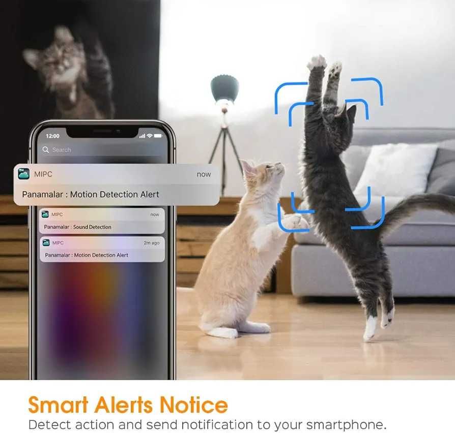 PANAMALAR WLAN IP Camera smart 3MP pentru supraveghere copii/animale