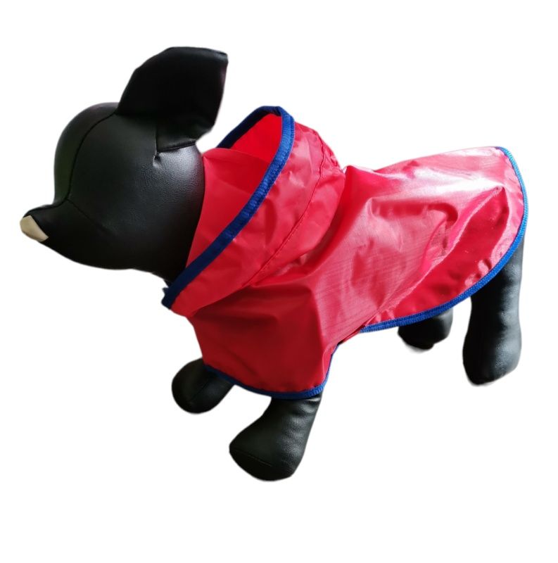 Червен дъждобран за куче с лепенка