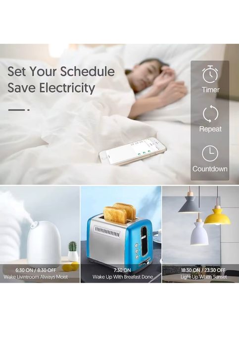 Priza smart, 20A, App Tuya/Smart Life, Monitorizare consum, Compatibil