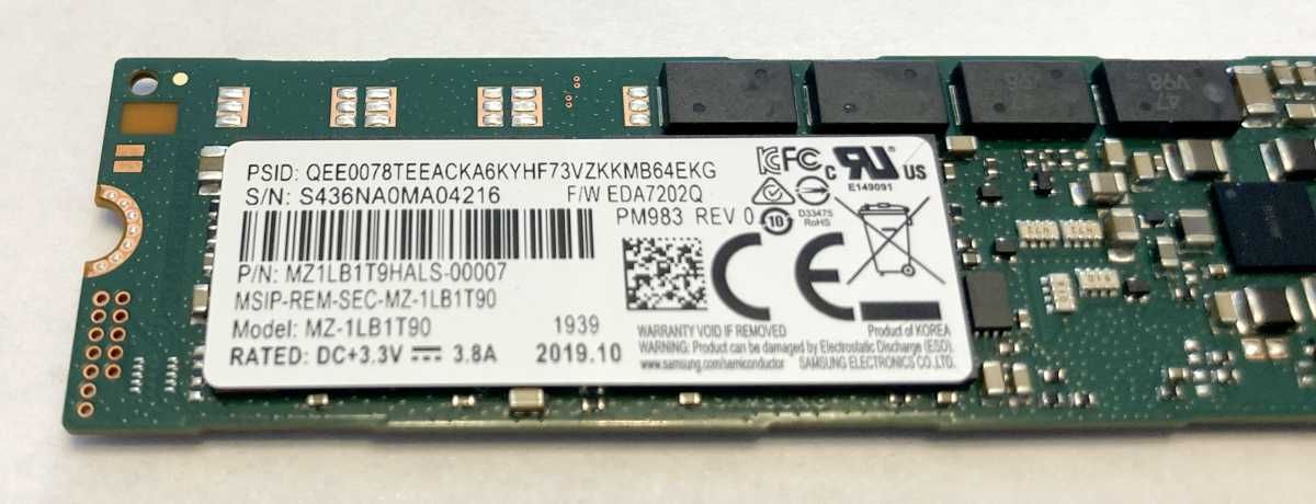 SSD Samsung Enterprise 1.92TB PM983 M.2 M2 PCIe NVME TLC 22110