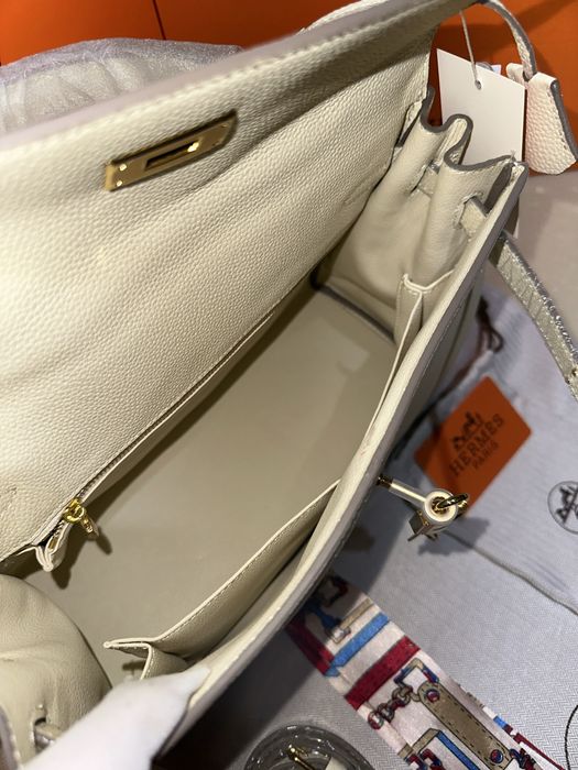 Geanta Hermes Kelly 32cm Crem/Accesorii Gold