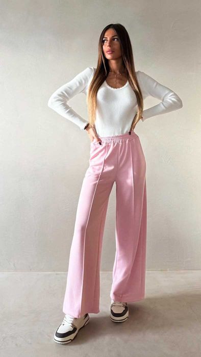 Широк розов панталон