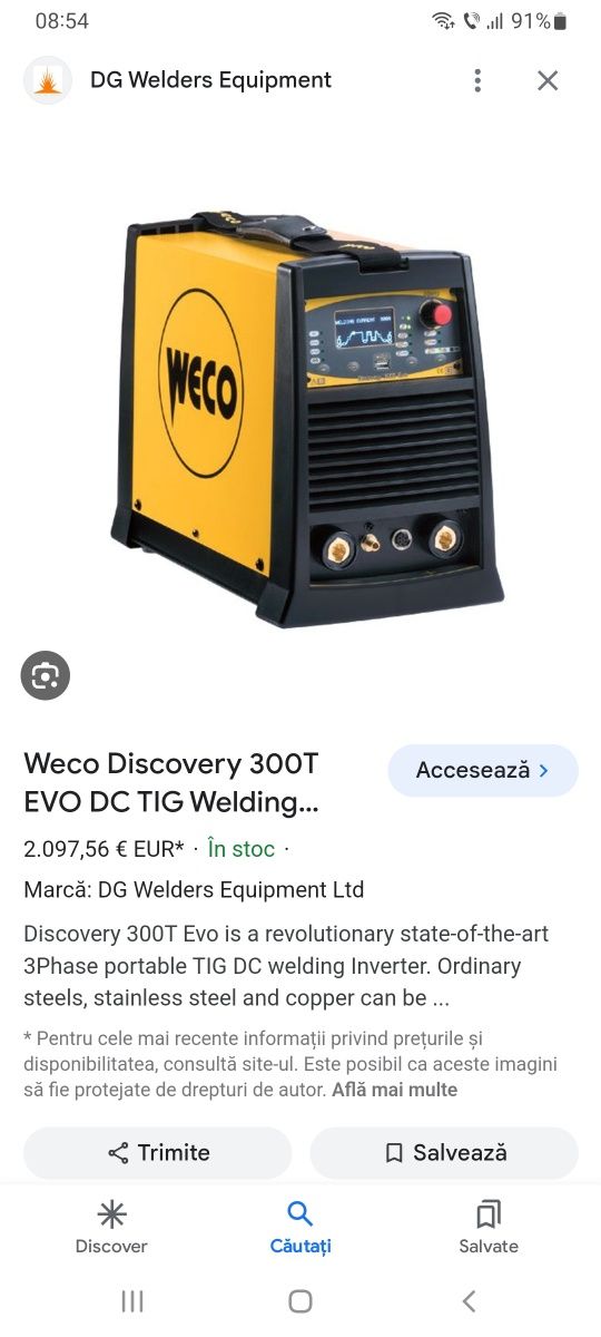 Aparat de sudura weco discovery 300 t evo