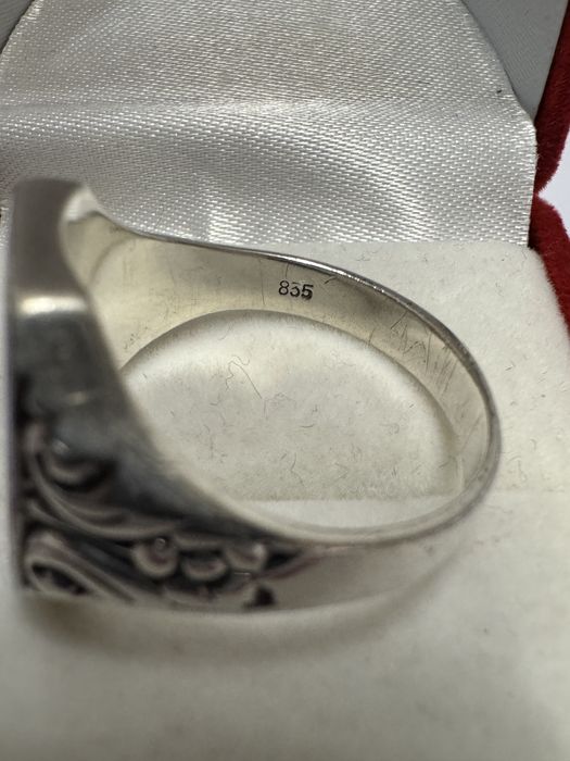 Inel argint 835 vechi,  Art Nouveau cu sigiliu monograma.