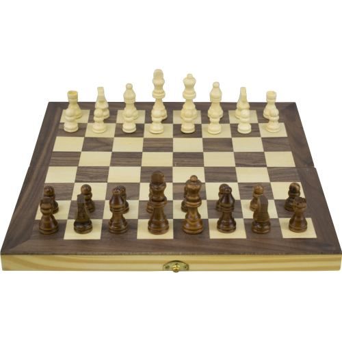 Шах и табла дърво интарзия, 35 см, Фигури 3.5 - 7 см