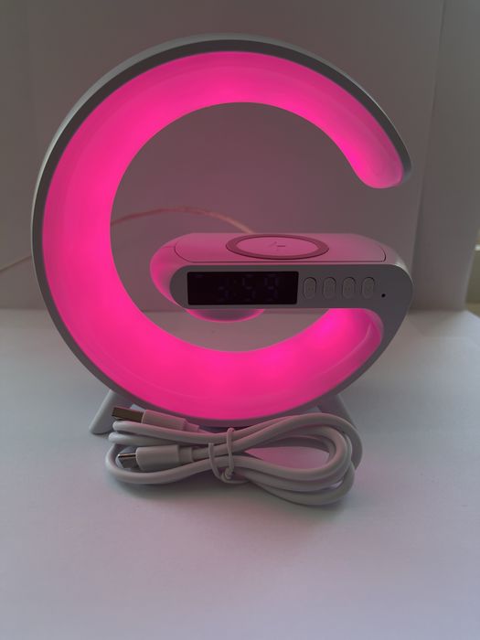 Lampa led multifunctionala cu ceas si incarcare wireless