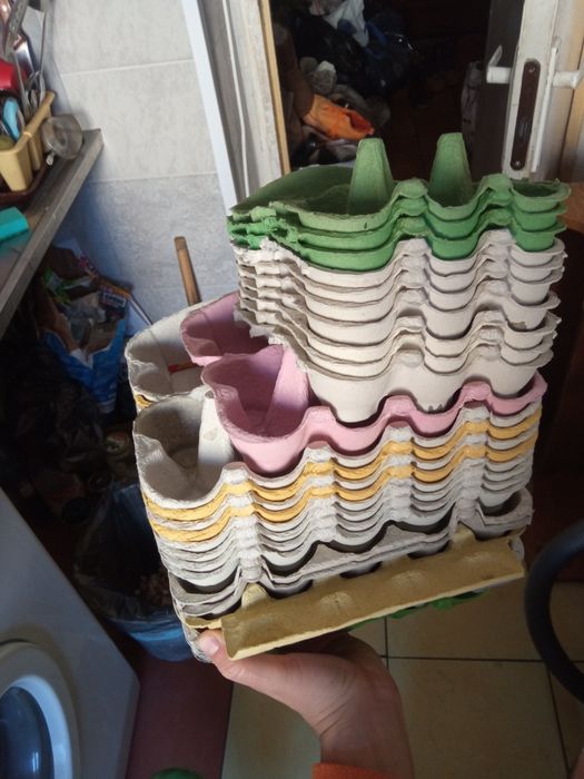 Vand cartoane de oua.30 de 10 locuri si 11 de 6 locuri.1 leu buc.Ploie