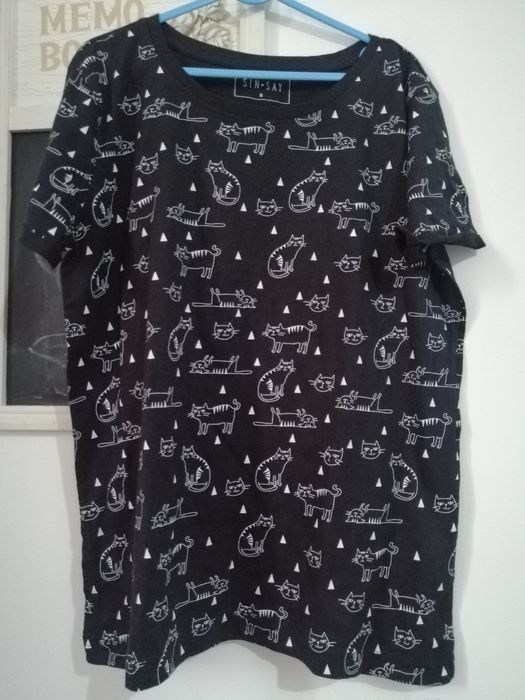 Tricou nou negru Sinsay model cu pisici dama marimea M/L