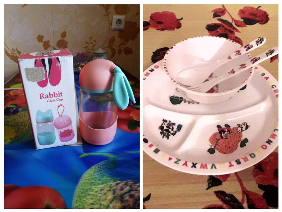 Детский набор посуды. Бутылка новая