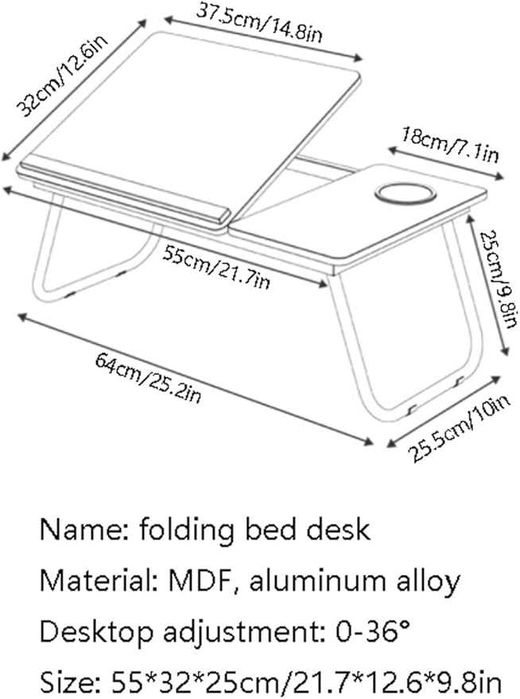 Сгъваема маса с табла за легло маса за преместване над леглото, лаптоп