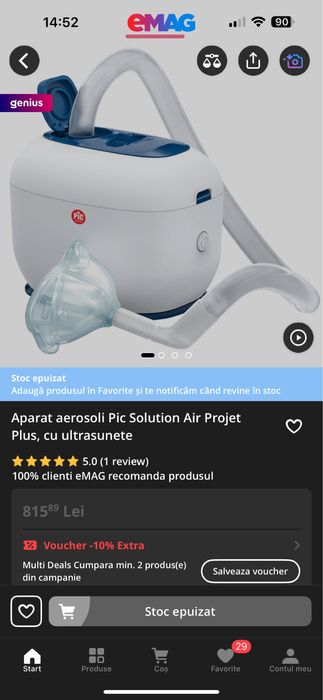 Aparat aerosoli Pic Solution Air Projet Plus, cu ultrasunete