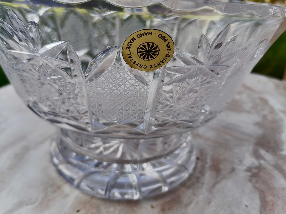 Чайник порцелан, кристална фруктиера, стъклени купички