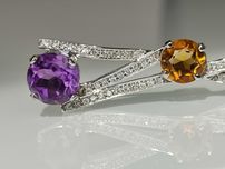 Colier aur 14k cu diamante si amethyst & citrine