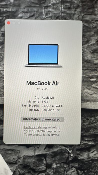 MacBook Air M1 2020 – impecabil +  husă cadou