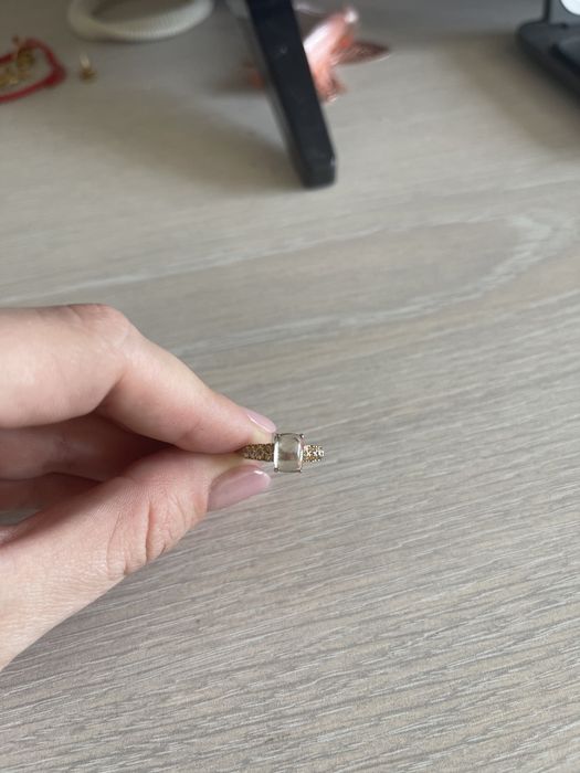 Inel aur alb 14k cu smoky citrine