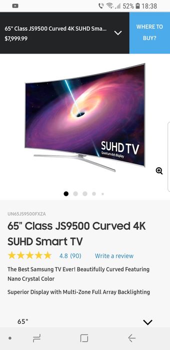 Samsung 65" Class JS9500 Curved 4K SUHD Smart TV